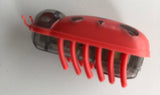 side view of battery-operated cat toy that looks like a bug, variety of colours, 1.75" long