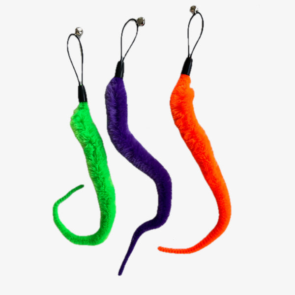 Contoured chenille cat toy attachment approximately 8" long, ariety of colours, we will choose a nice one for you and your kitty! Bestseller and favourite.