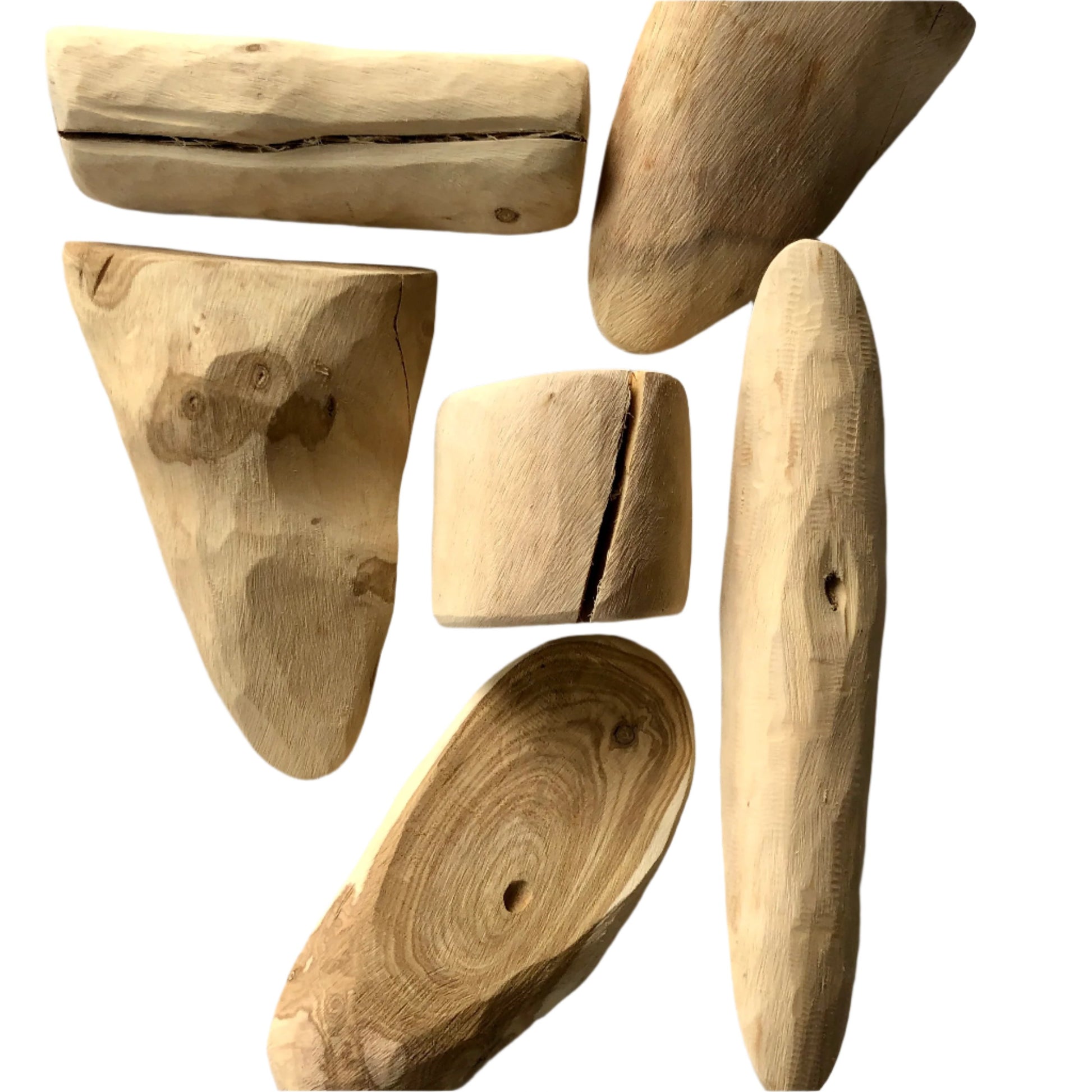 honeysuckle wood chunks of all different shapes and sizes within the 60-69g range, as seen flip side