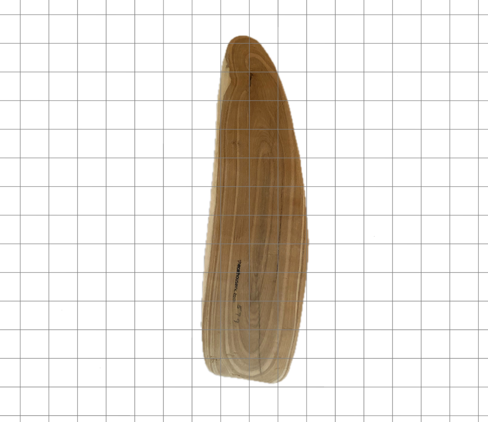 A single post of Honeysuckle wood, pieces range in shape, size and weight in the 575g range, shown here on 1" grid for reference (12" long)