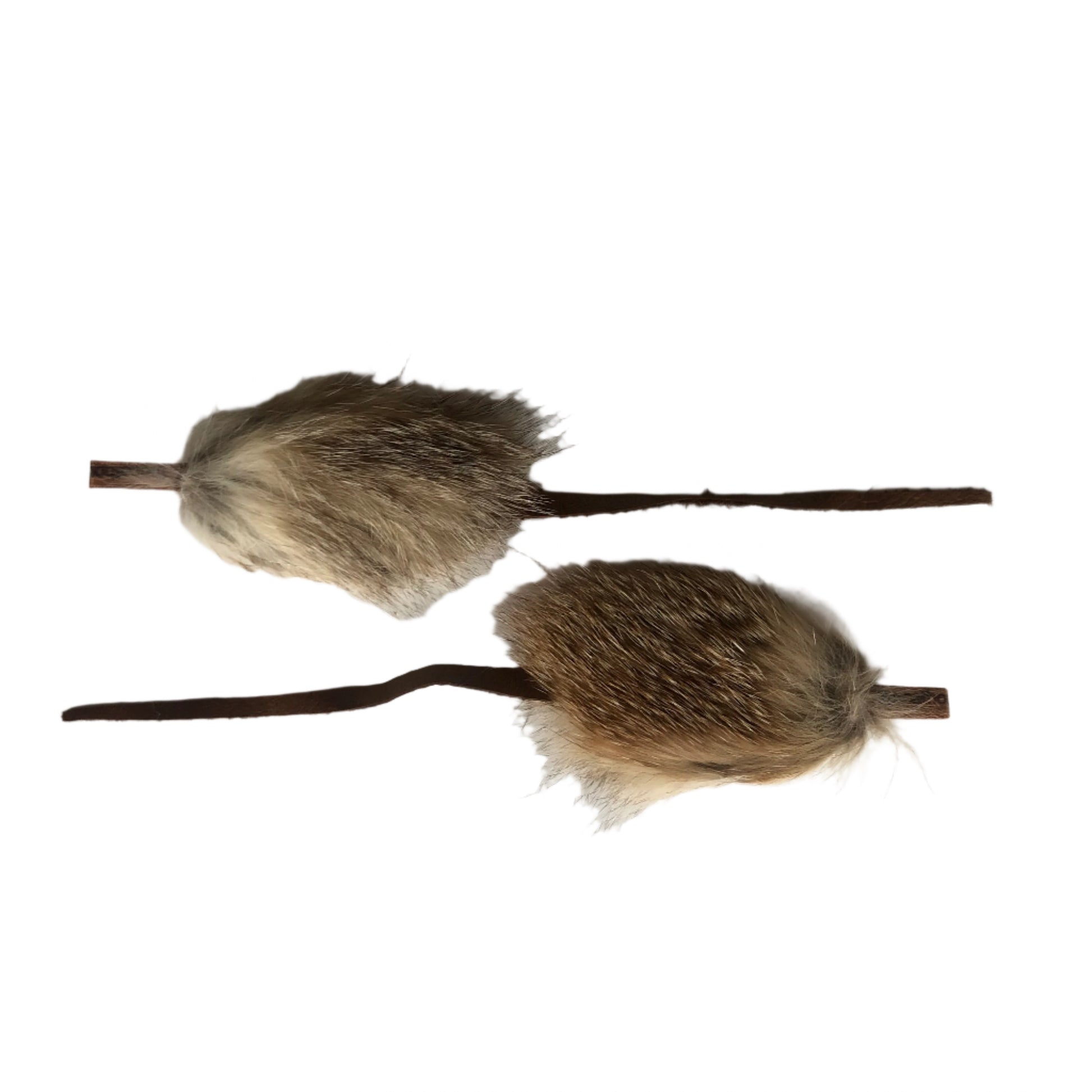 real fur mouse cat toy made from recycled fur coats, with leather tail