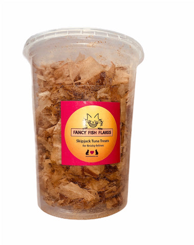 Dried Skipjack tuna flakes in plastic container, 2 ounces, 56g, sometimes called Bonito Flakes