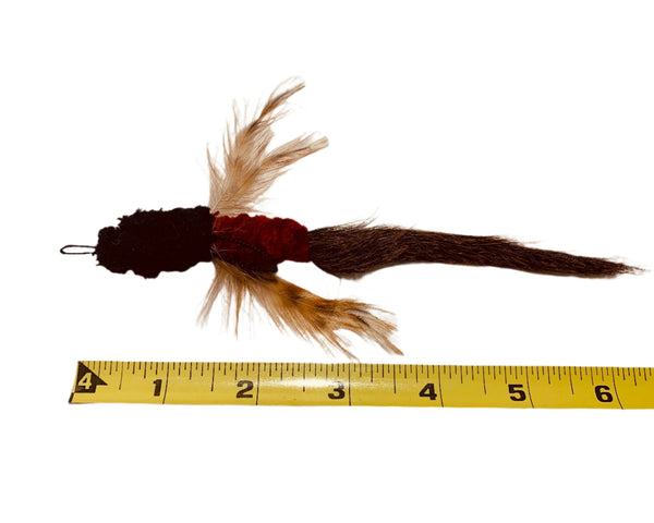 The Kitty Bait Mosquito is lightweight, approximately 6" long including the tail.